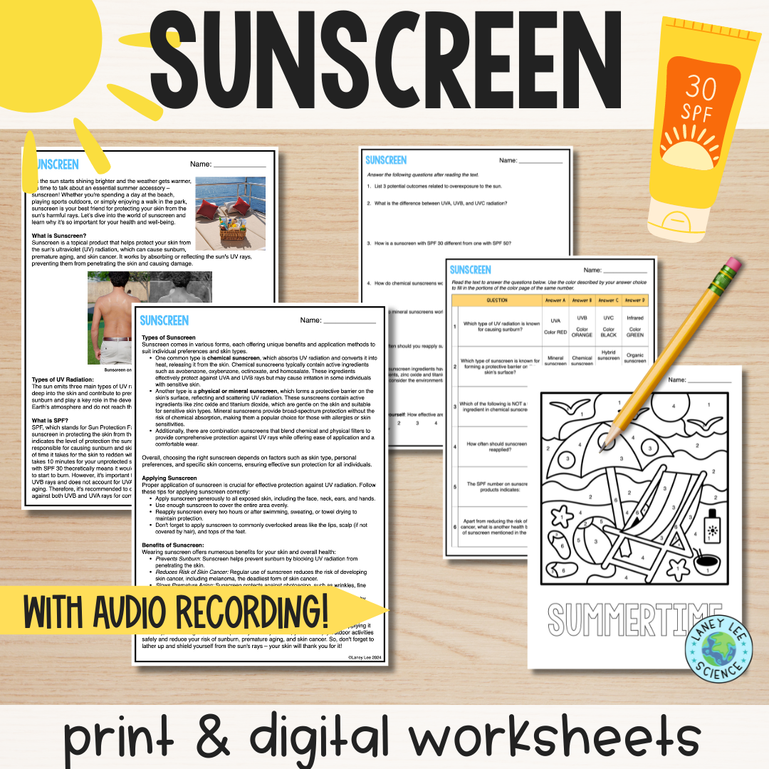 Science Sun Reading Comprehension Worksheet
