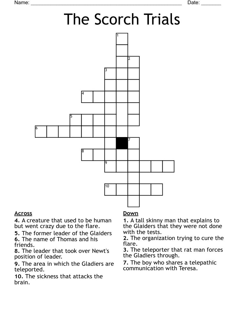 The Scorch Trials Crossword WordMint