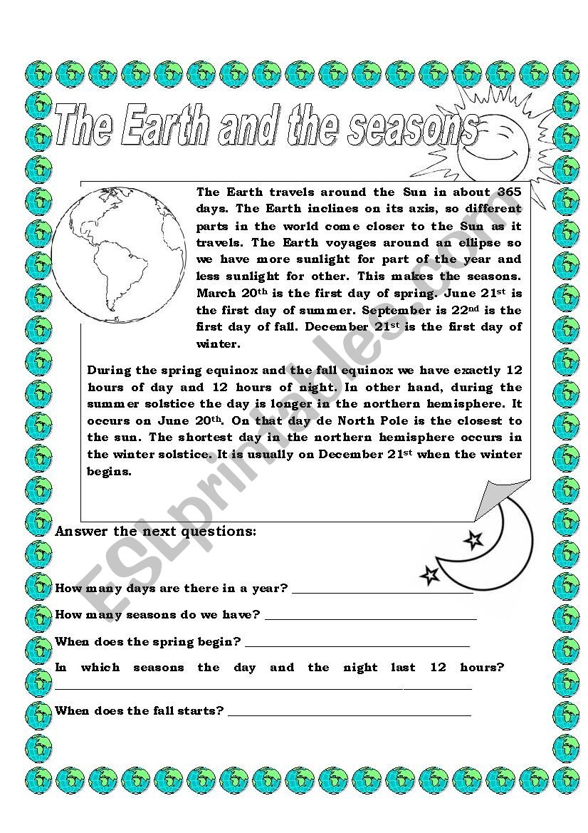 The Seasons Reading And Comprehension ESL Worksheet By Isabel Queen