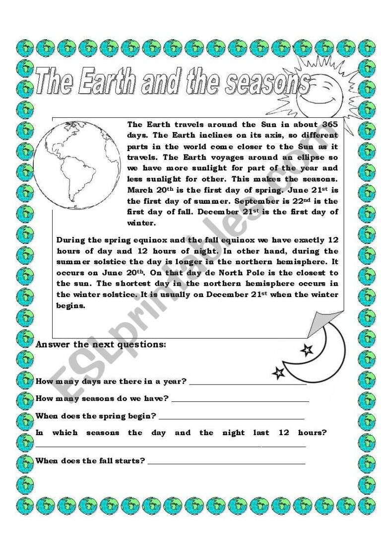 The Seasons Reading And Comprehension ESL Worksheet By Isabel Queen