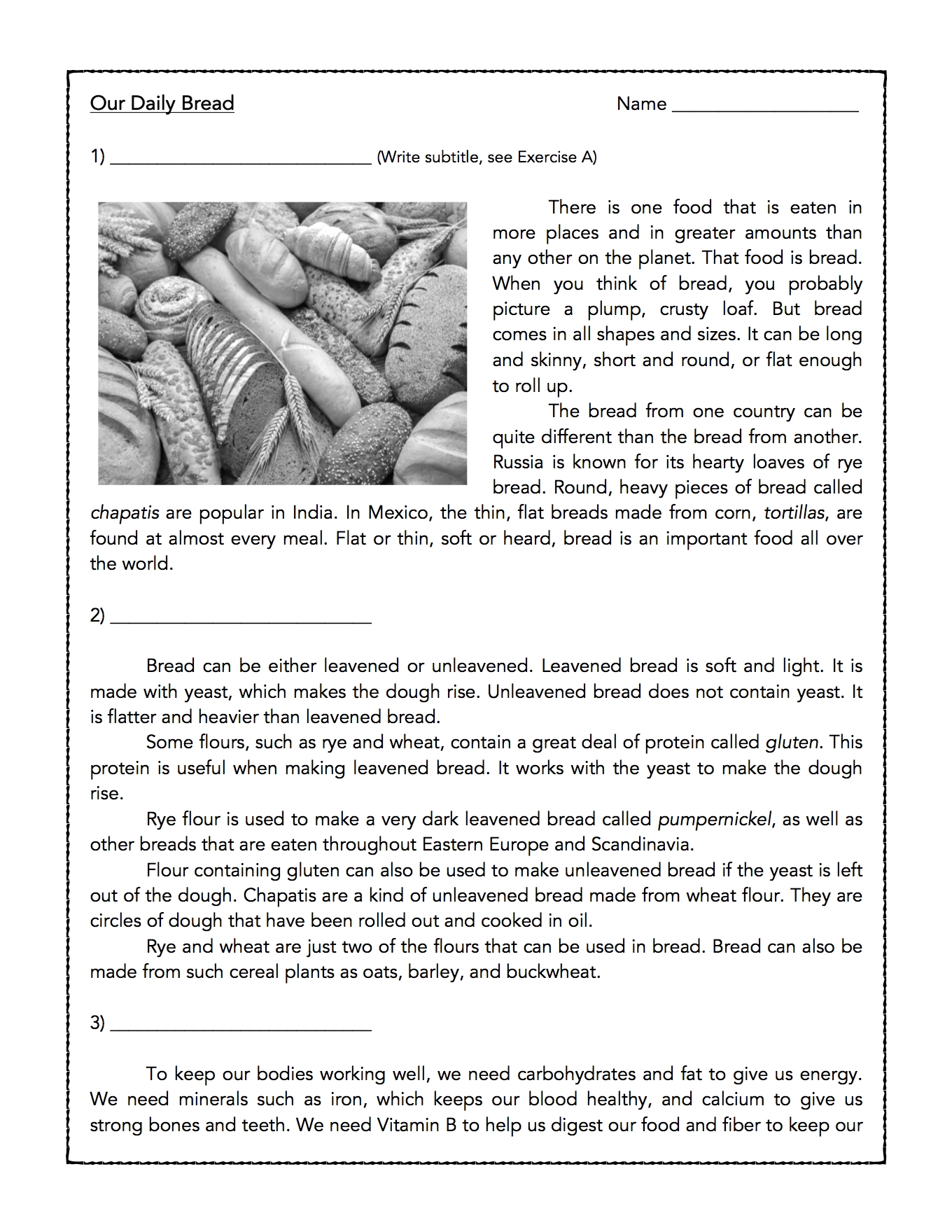 Skinny Bones Reading Comprehension Worksheets