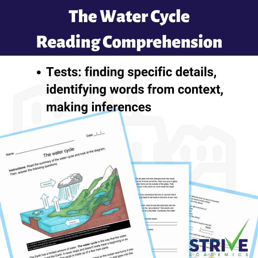 The Water Cycle Reading Comprehension Worksheet