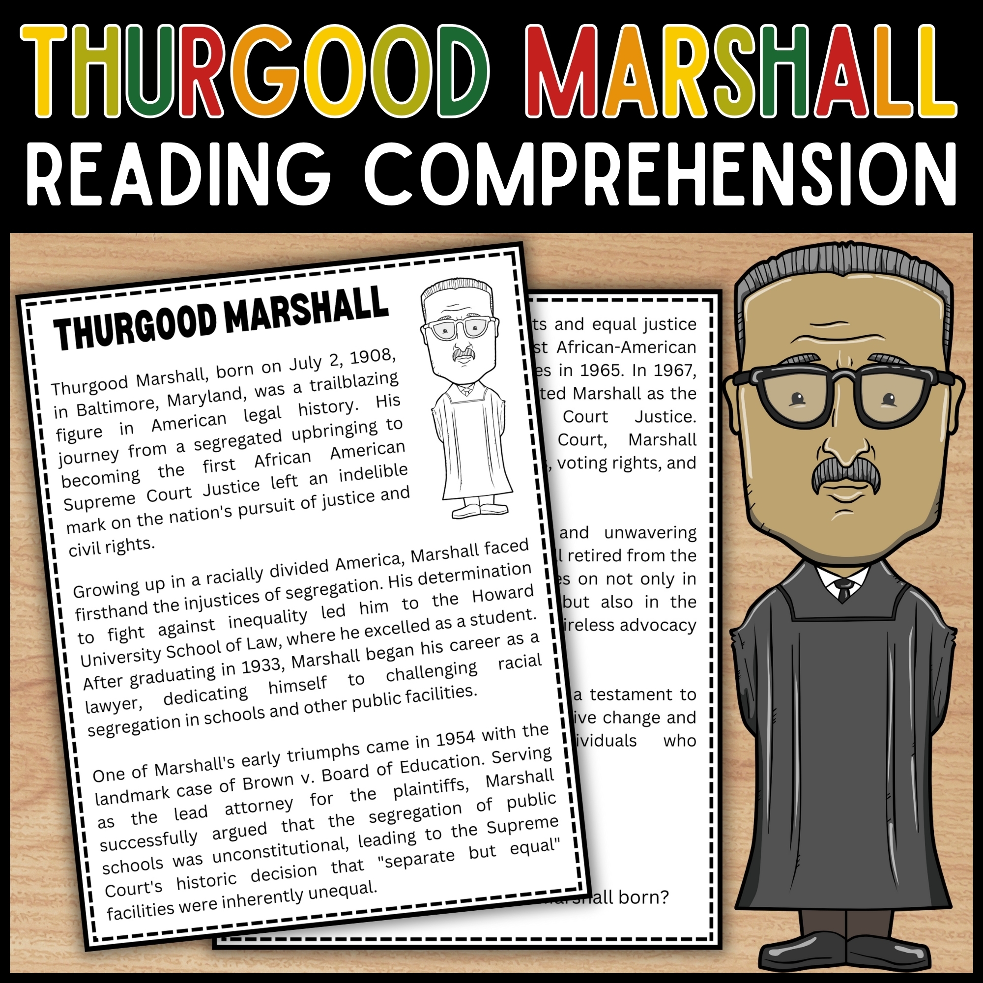 Thurgood Marshall Reading Comprehension Passage Black History 