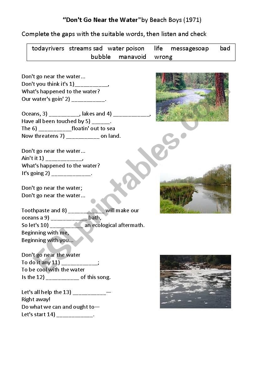 Water Pollution Reading Comprehension Worksheet