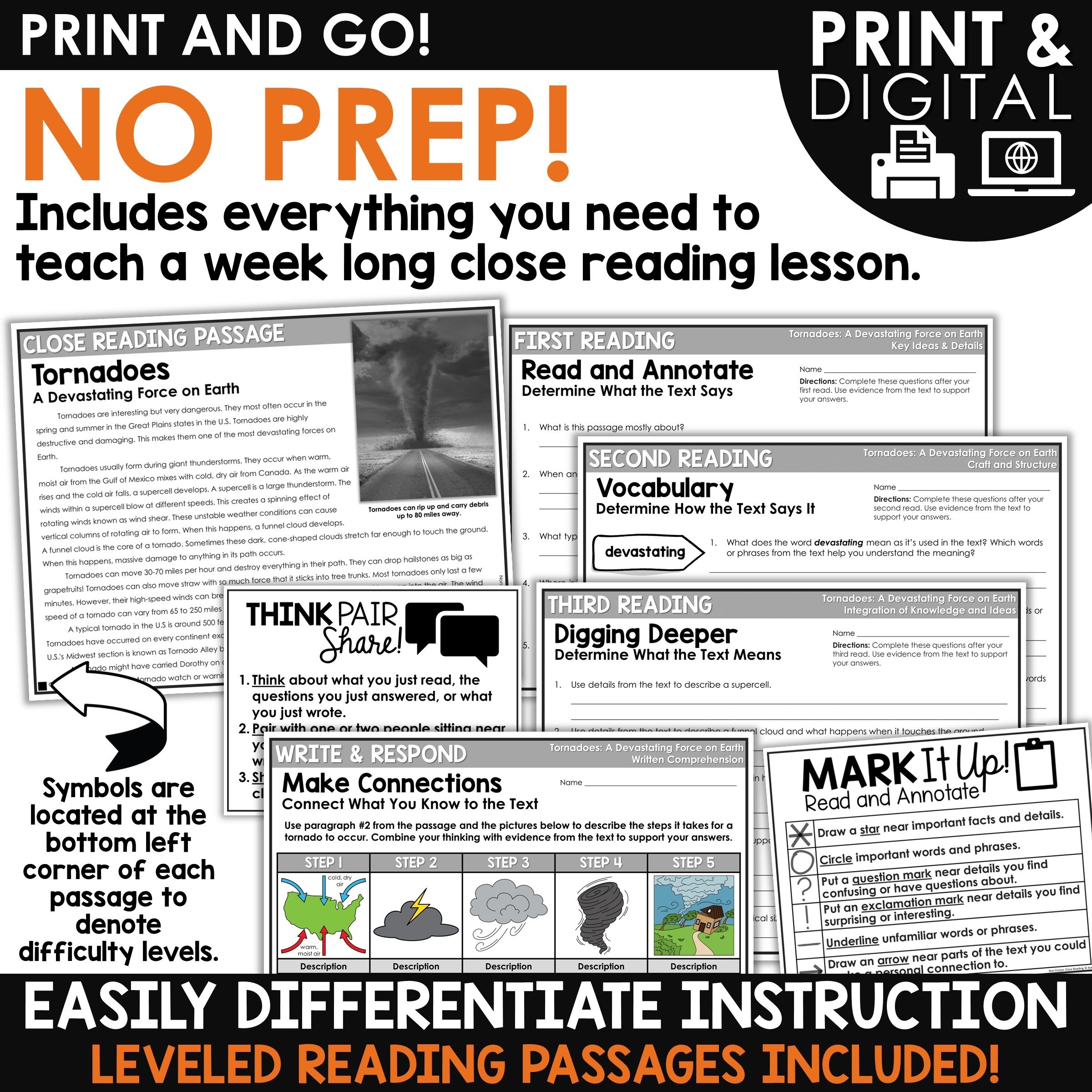 Reading Comprehension Worksheets Tornadoes