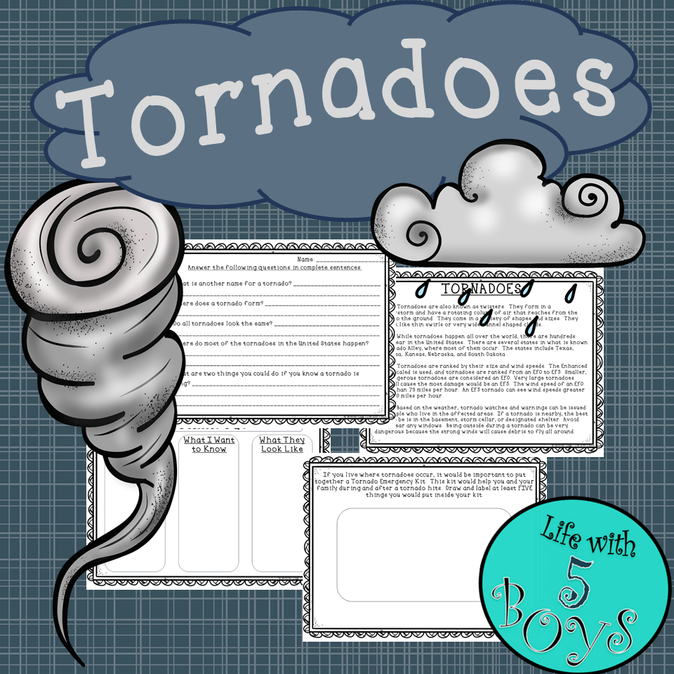 Tornadoes Reading Comprehension Activity Classful