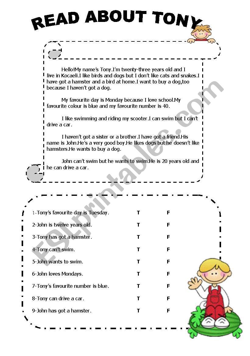 True And False Reading Comprehension Worksheets