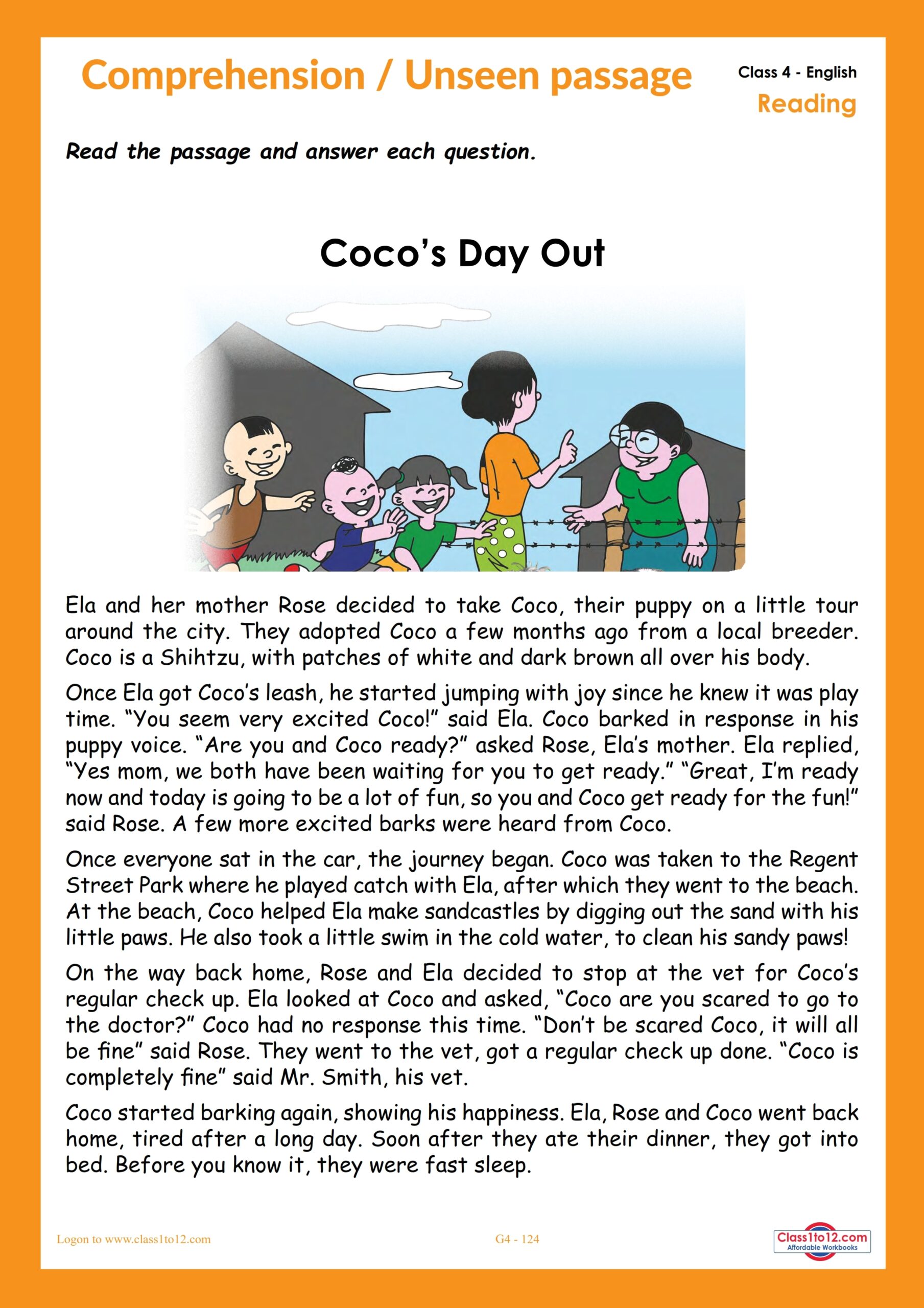 Unseen Passage For Class 4 Class1to12