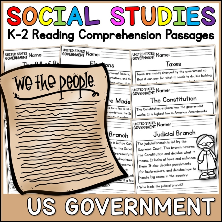 US Government Social Studies Reading Comprehension Passages K 2 Made By Teachers