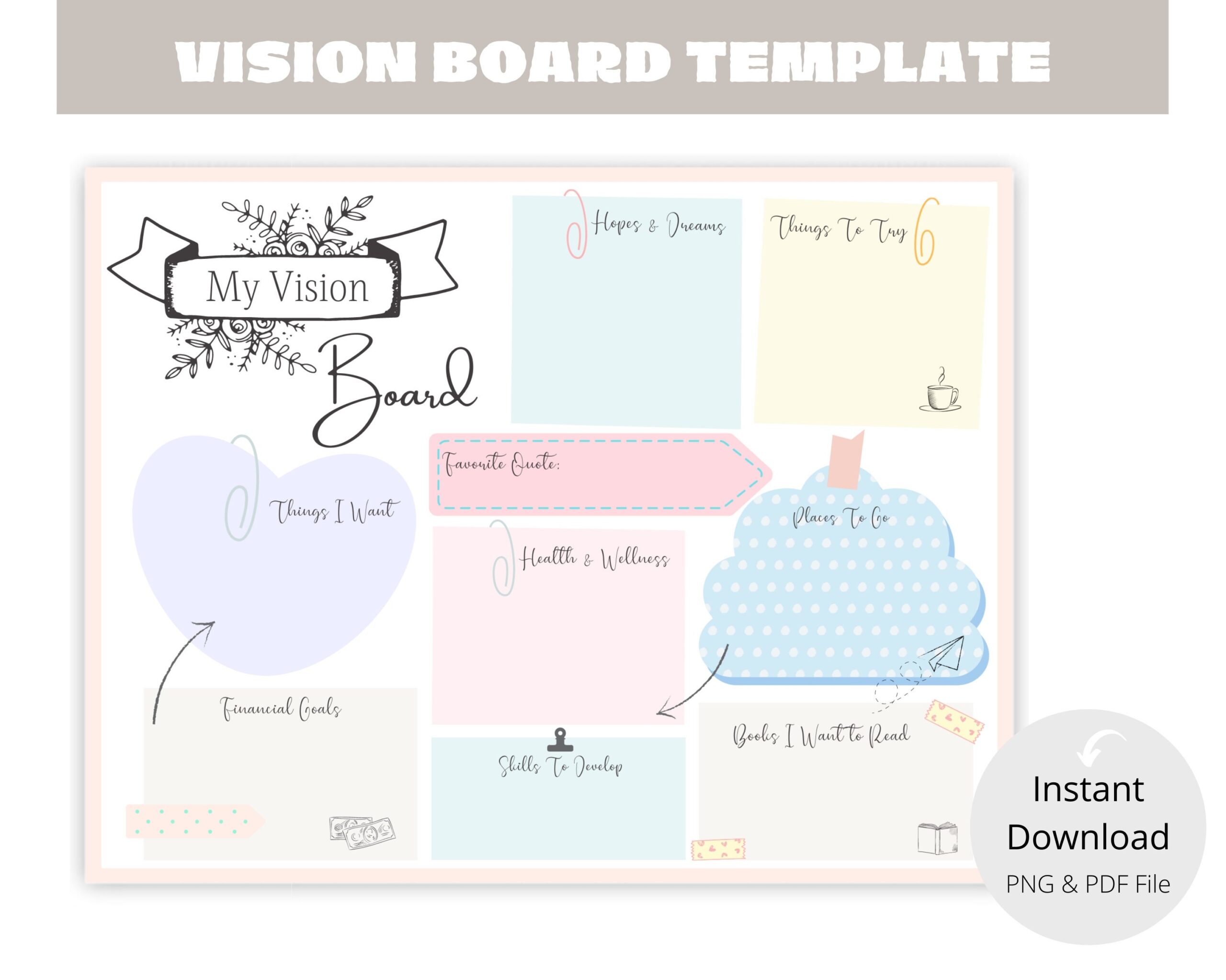 Printable Vision Board Template Free