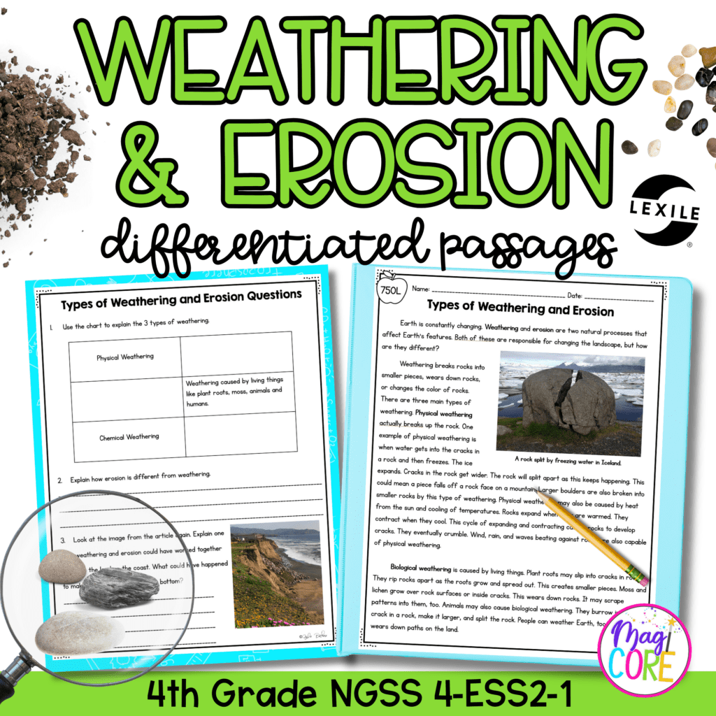 Weathering And Erosion NGSS 4 ESS2 1 Science Differentiated Passages