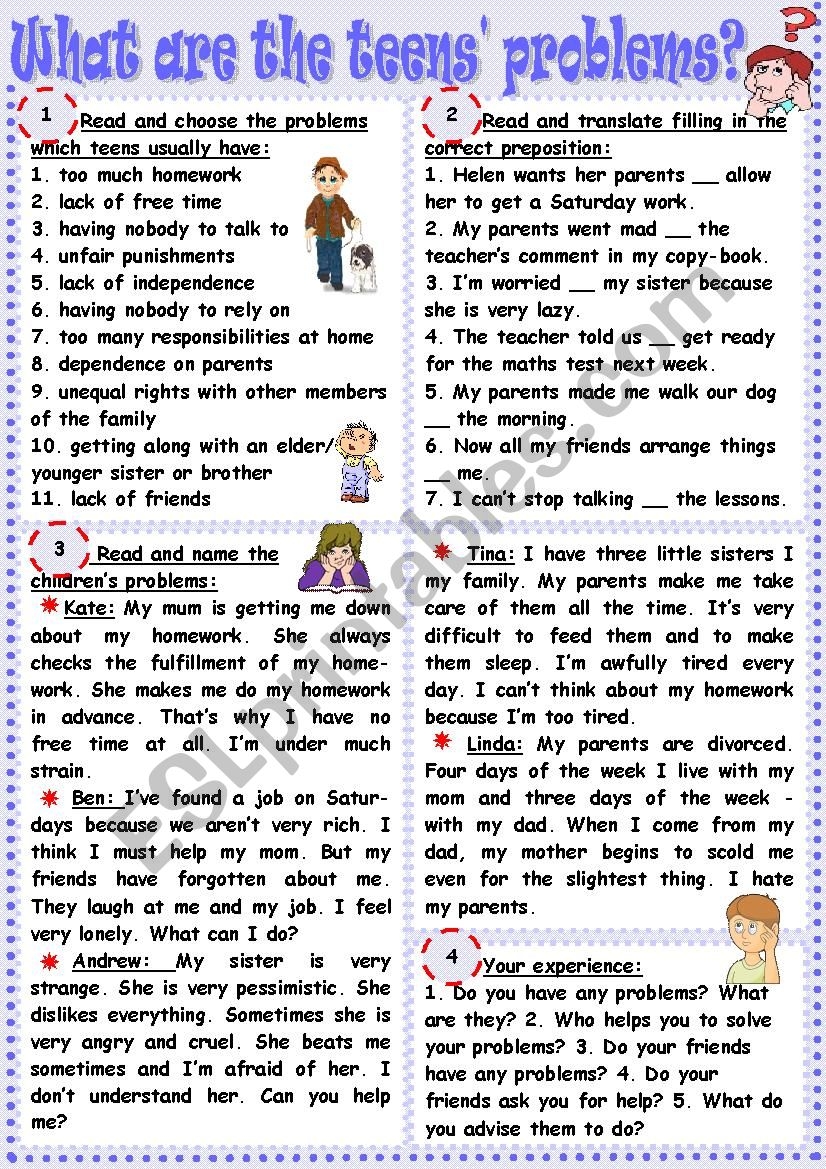 What Are The Teens Problems ESL Worksheet By Tmk939