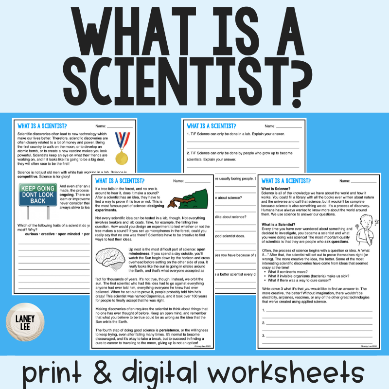 What Is A Scientist Reading Comprehension Worksheets Laney Lee
