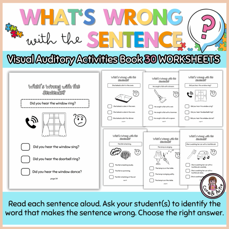 What Is Wrong With This Sentence AUDITORY COMPREHENSION 30 WORKSHEETS Classful