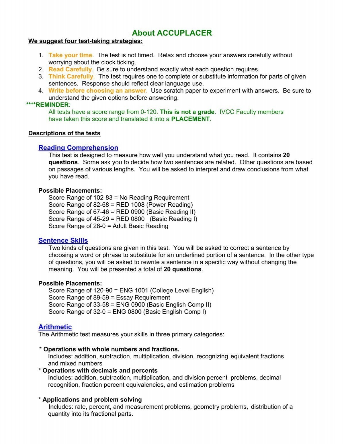 What To Expect From The ACCUPLACER Test IVCC
