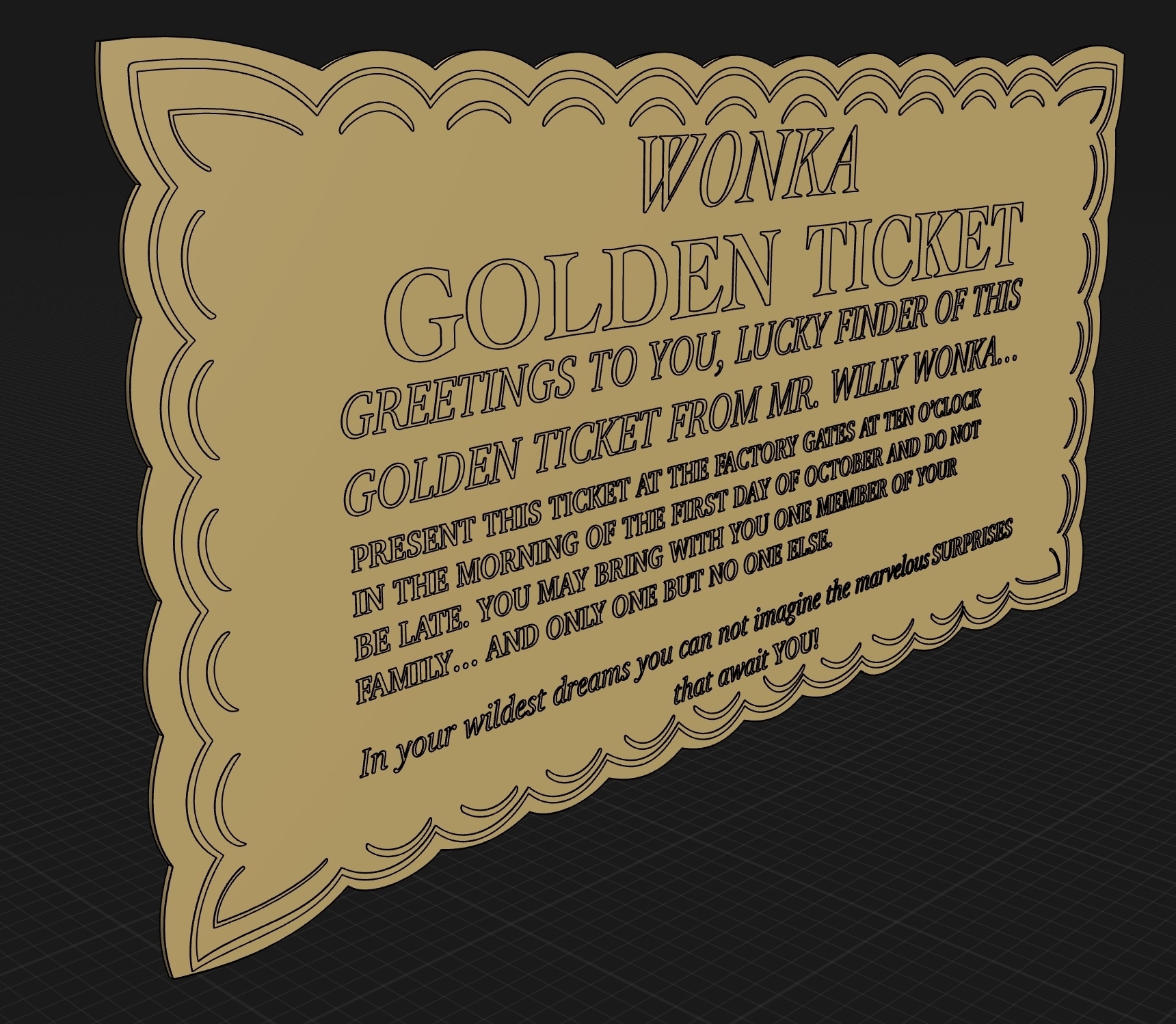 Willy Wonka Golden Sellers Gauging Tickets