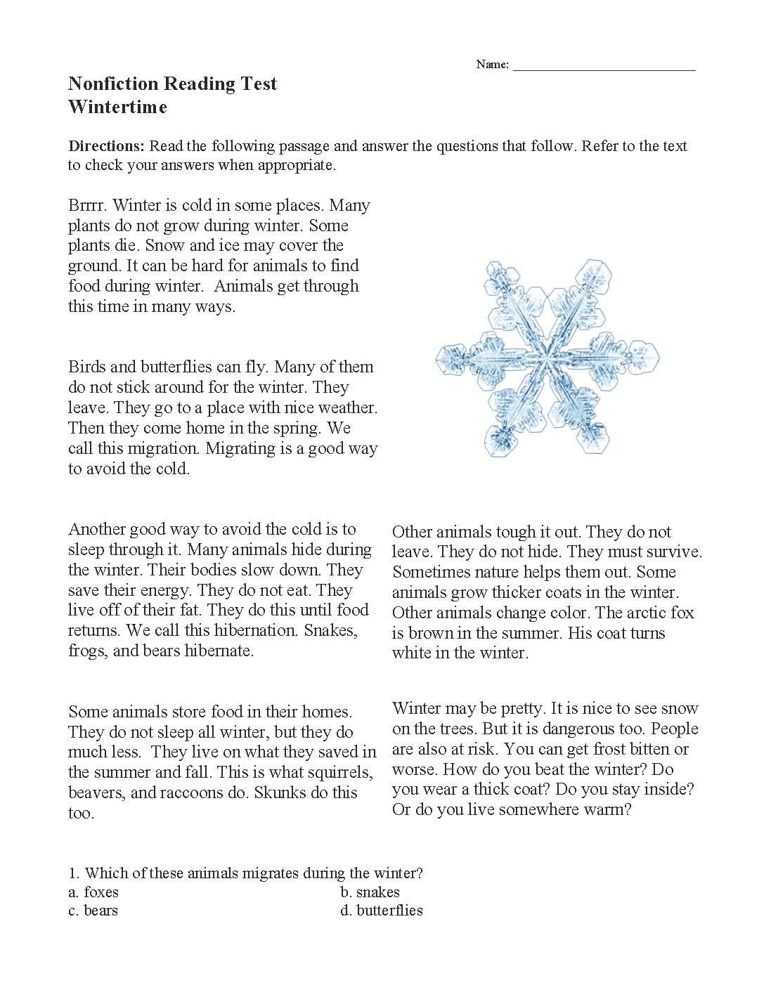 Second Grade Nonfiction Reading Comprehension Worksheets