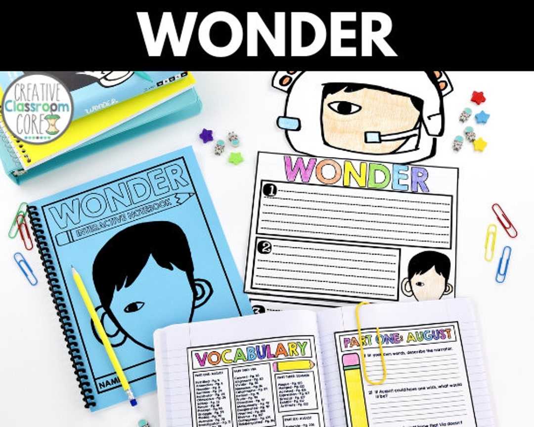 Wonder Novel Study Comprehension Activities Worksheets Printables Homeschool Curriculum Language Arts R J Palacio Etsy