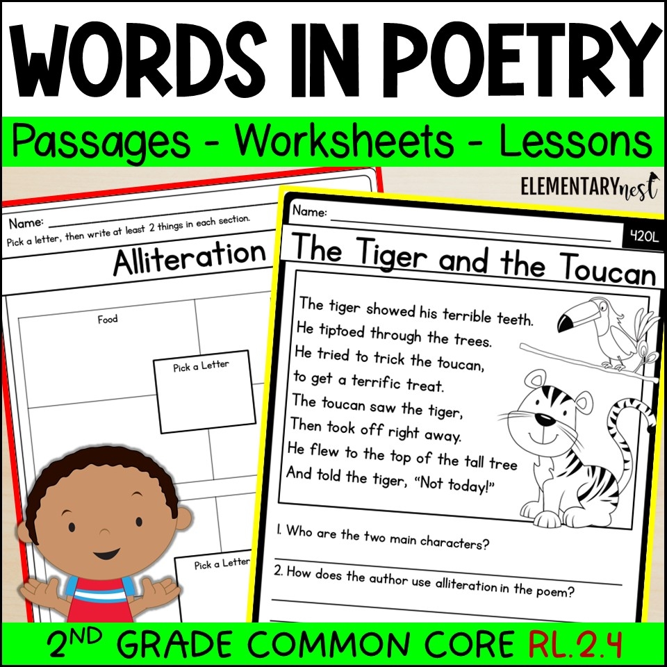 Words In Poetry 2nd Grade Reading Comprehension Passages RL 2 4