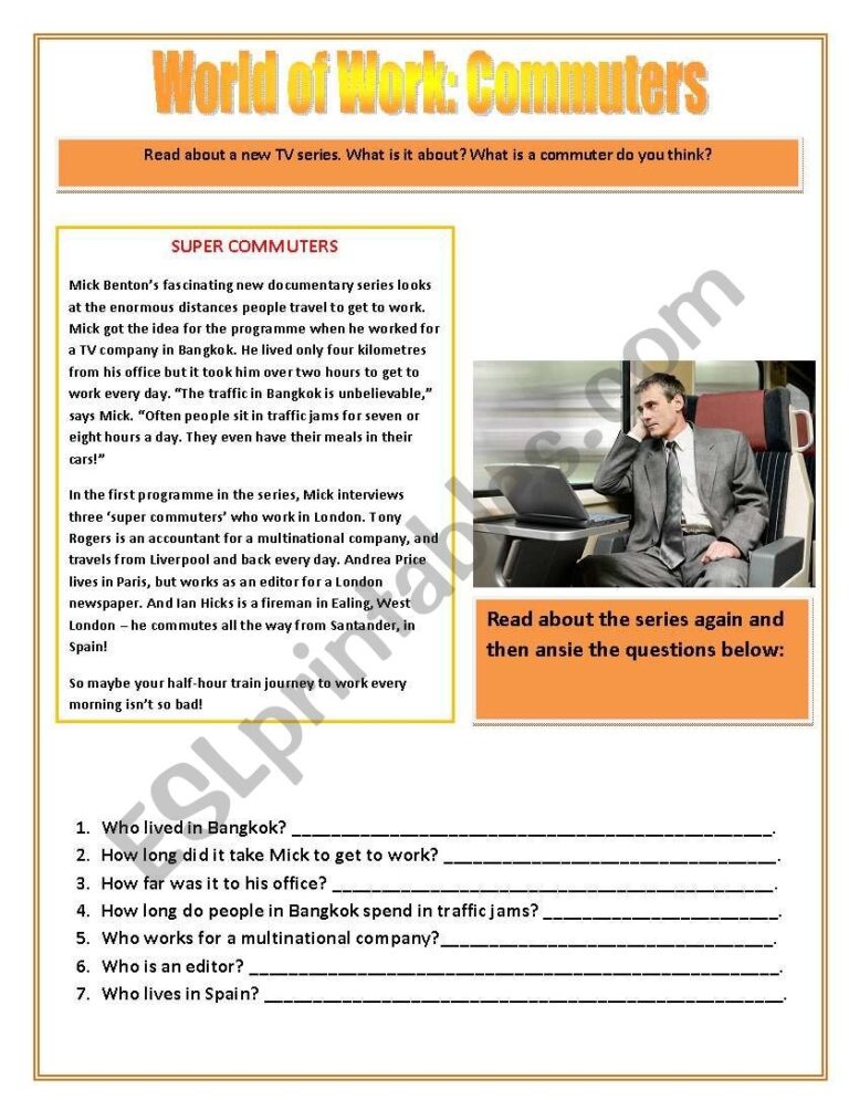 World Of Work Reading Comprehension ESL Worksheet By Katiedavis