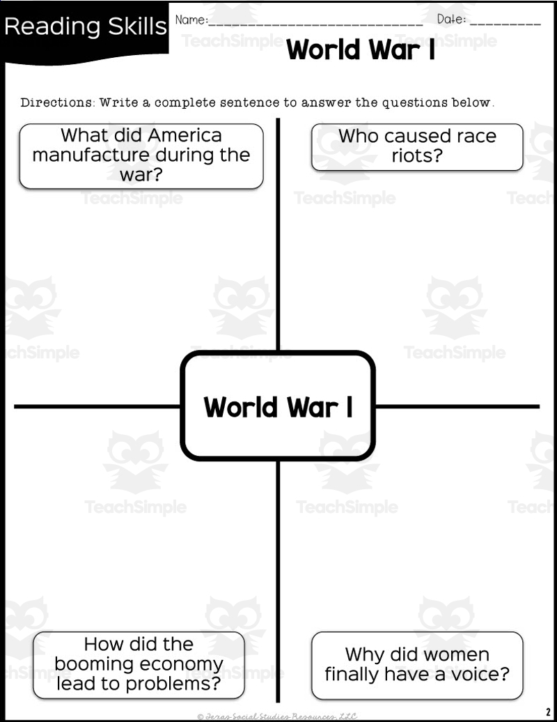 World War I Reading Packet By Teach Simple