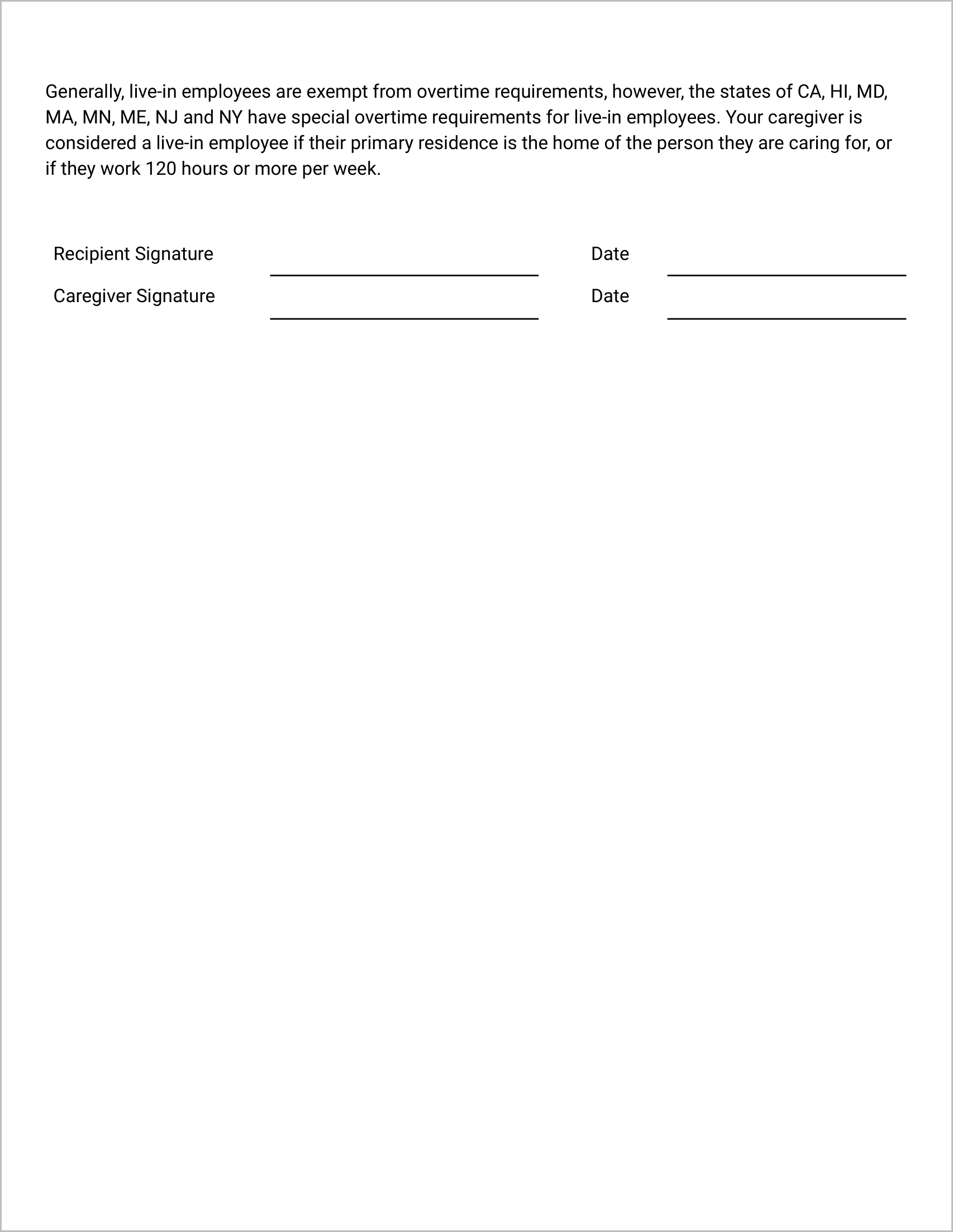 Free Printable Caregiver Application Form