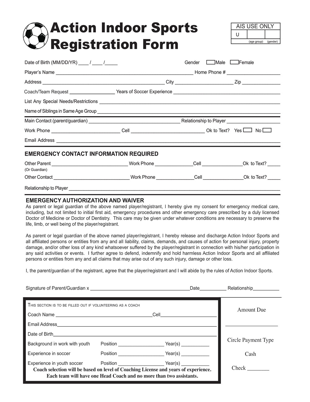 35 Free Printable Sports Registration Form Templates PDF American Templates