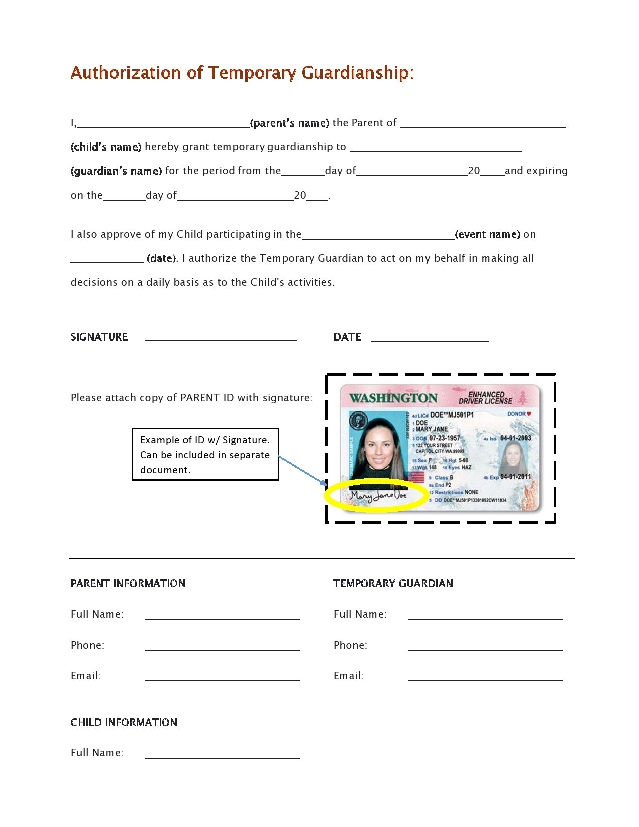 Free Printable Child Guardianship Forms In Case Of Death Illinois