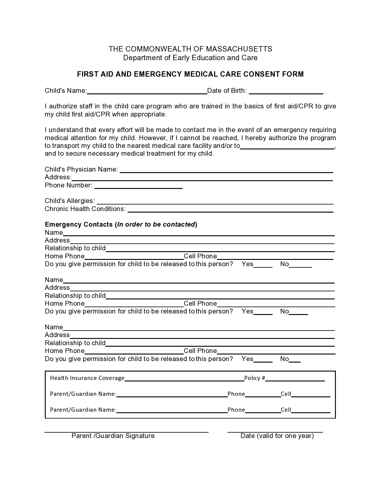 43 Printable Medical Consent Forms For Minor Free 
