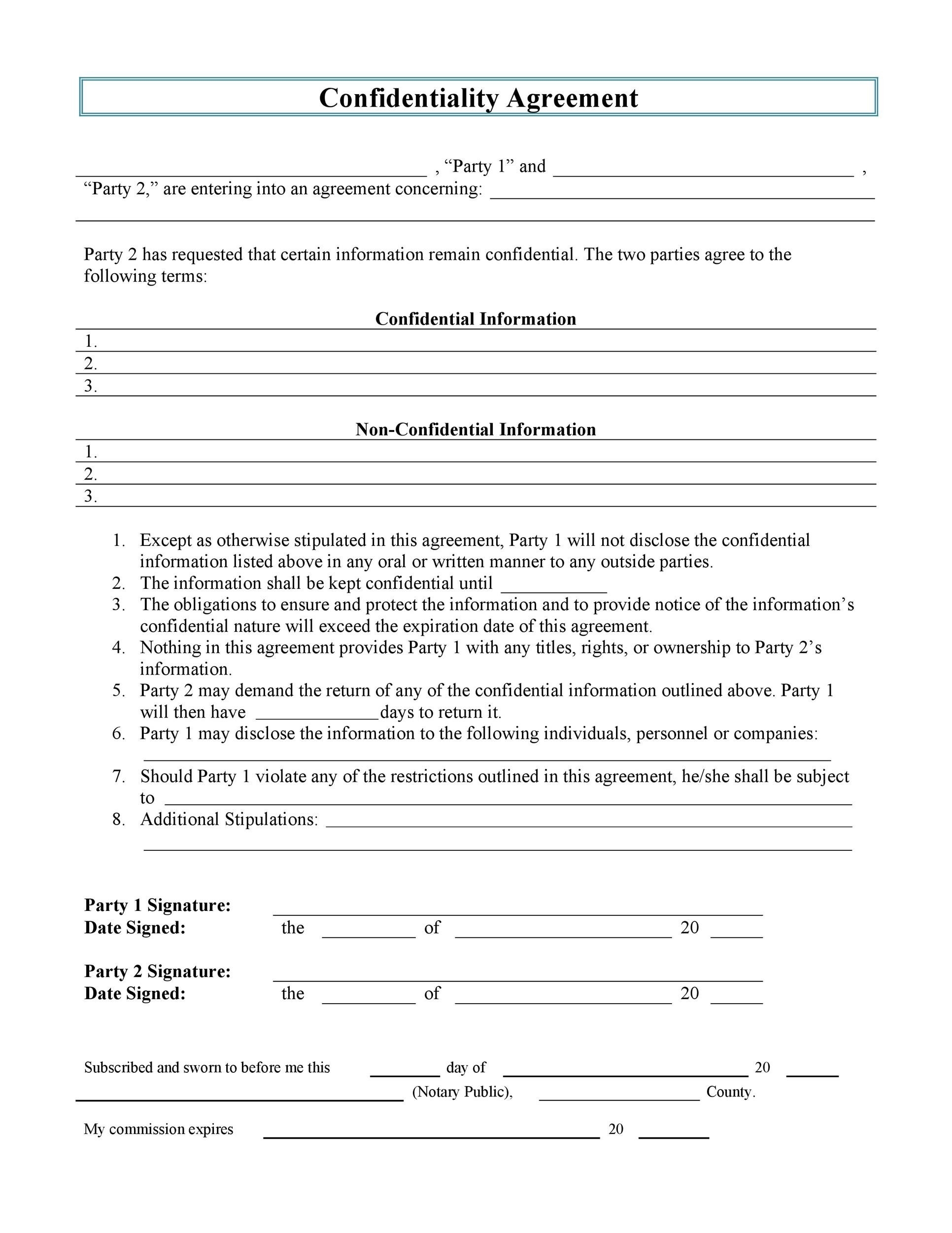 44 Non Disclosure Agreement Templates NDA Forms 