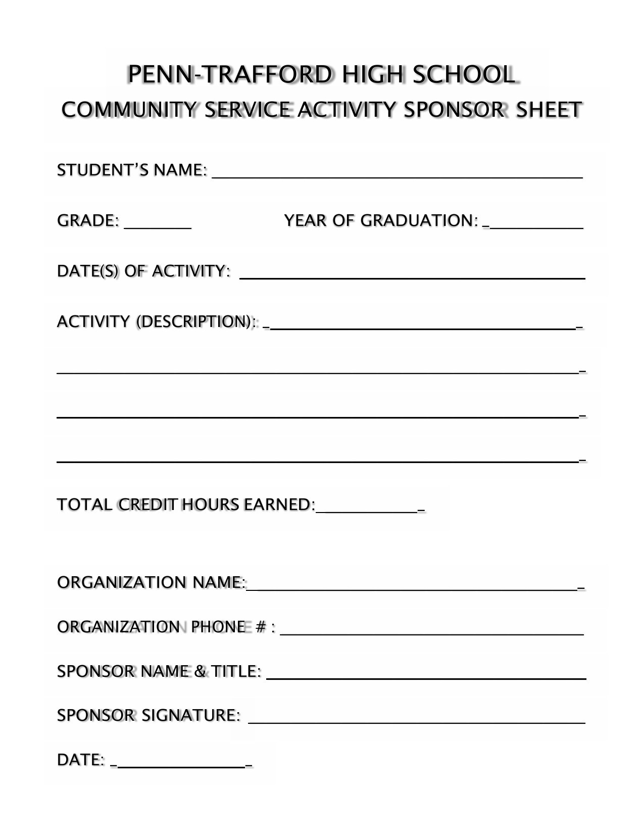 Free Printable Community Service Forms For Court