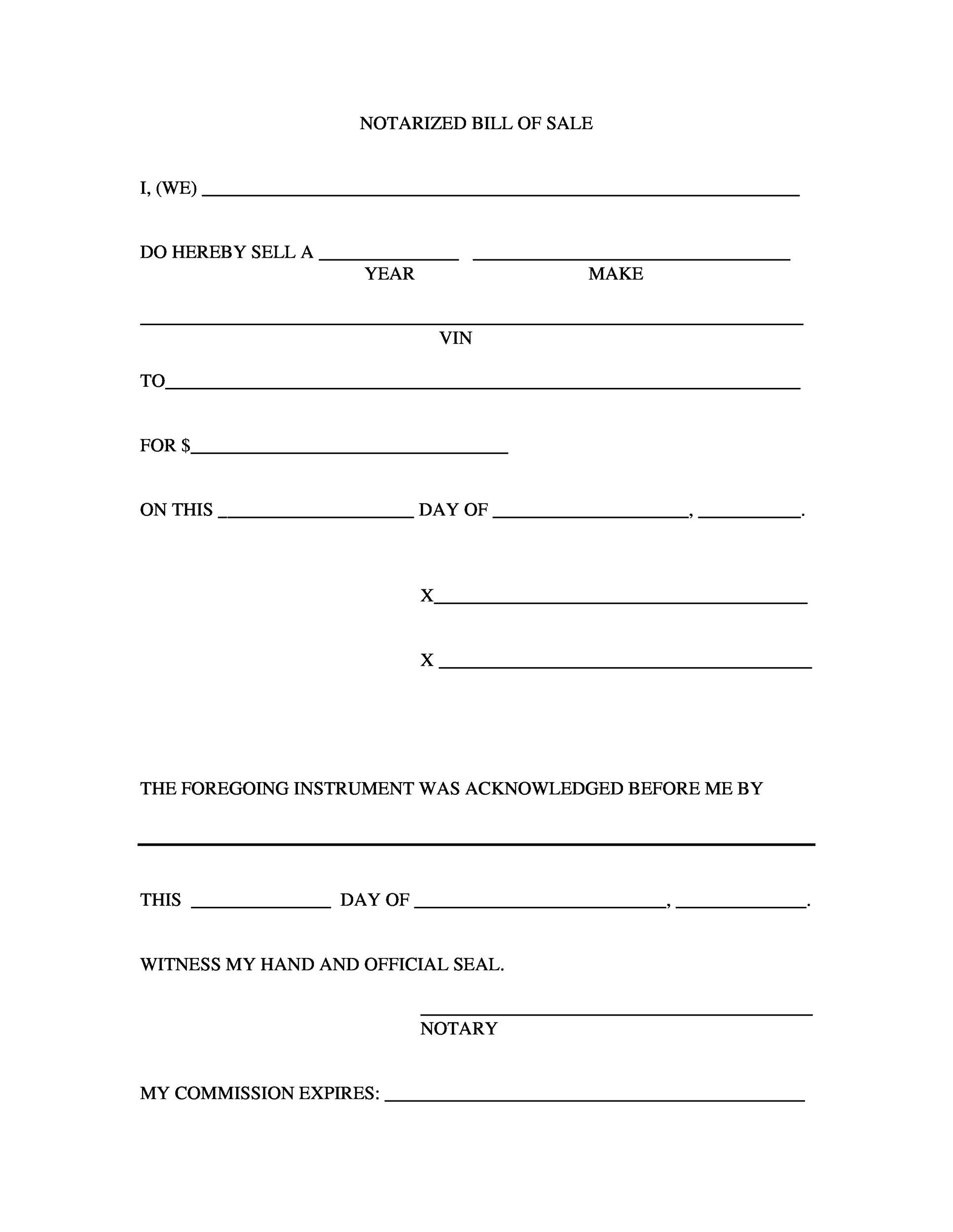 Free Bill Of Sale Form Printable