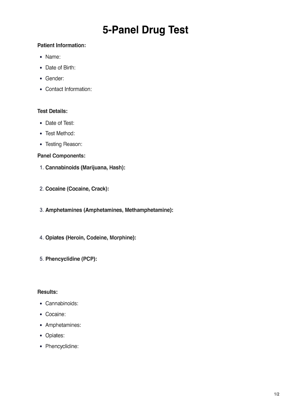 5 Panel Drug Test U0026 Example Free PDF Download