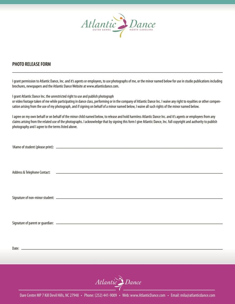 53 Standard Photo Release Forms Free TemplateLab
