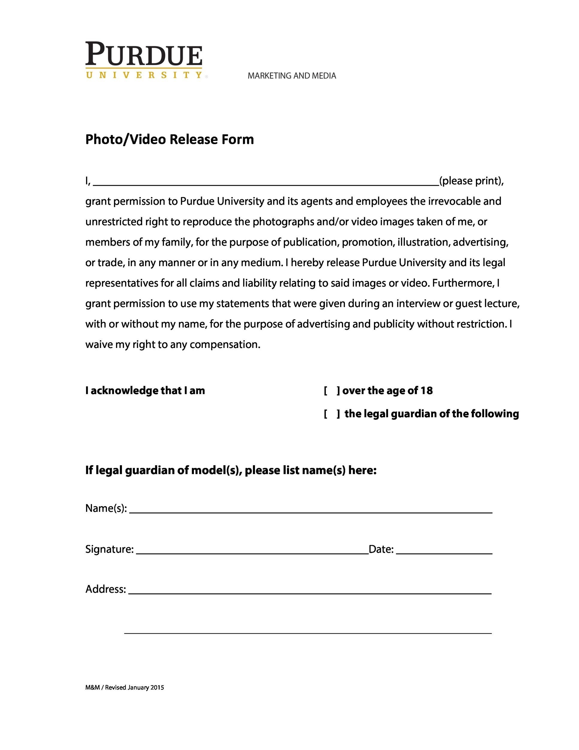 Free Printable Photography Copyright Release Form