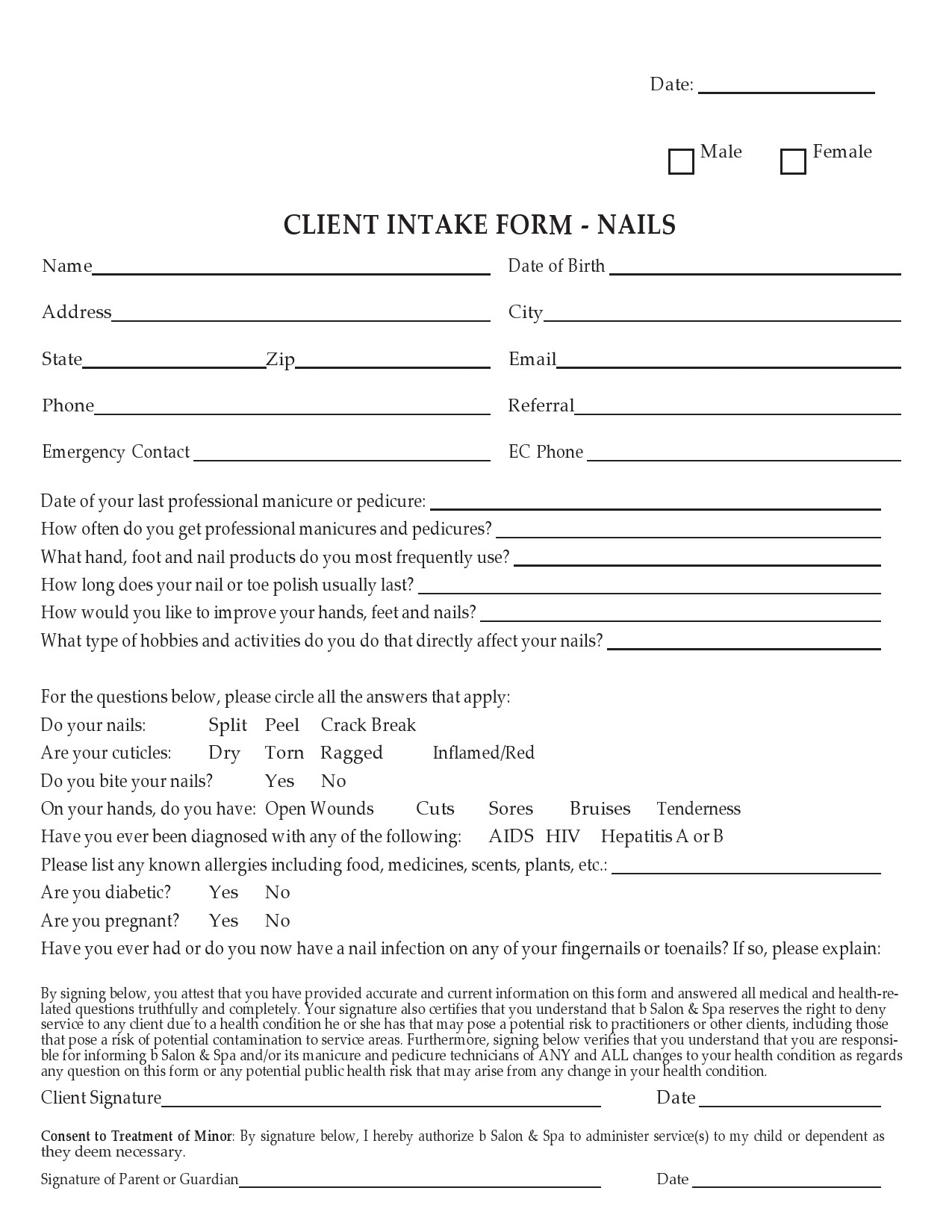56 Printable Client Intake Forms FREE Templates TemplateLab