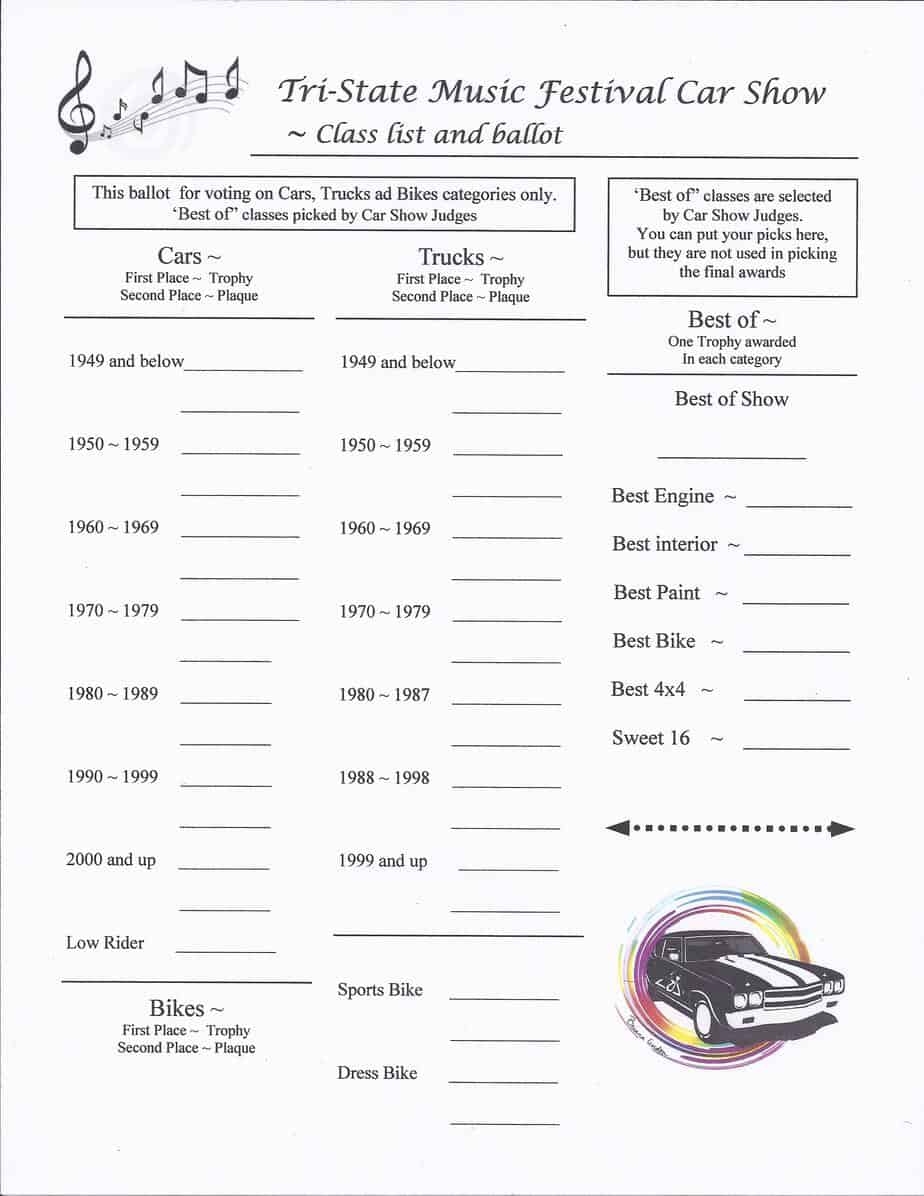 Free Printable Car Show Judging Forms