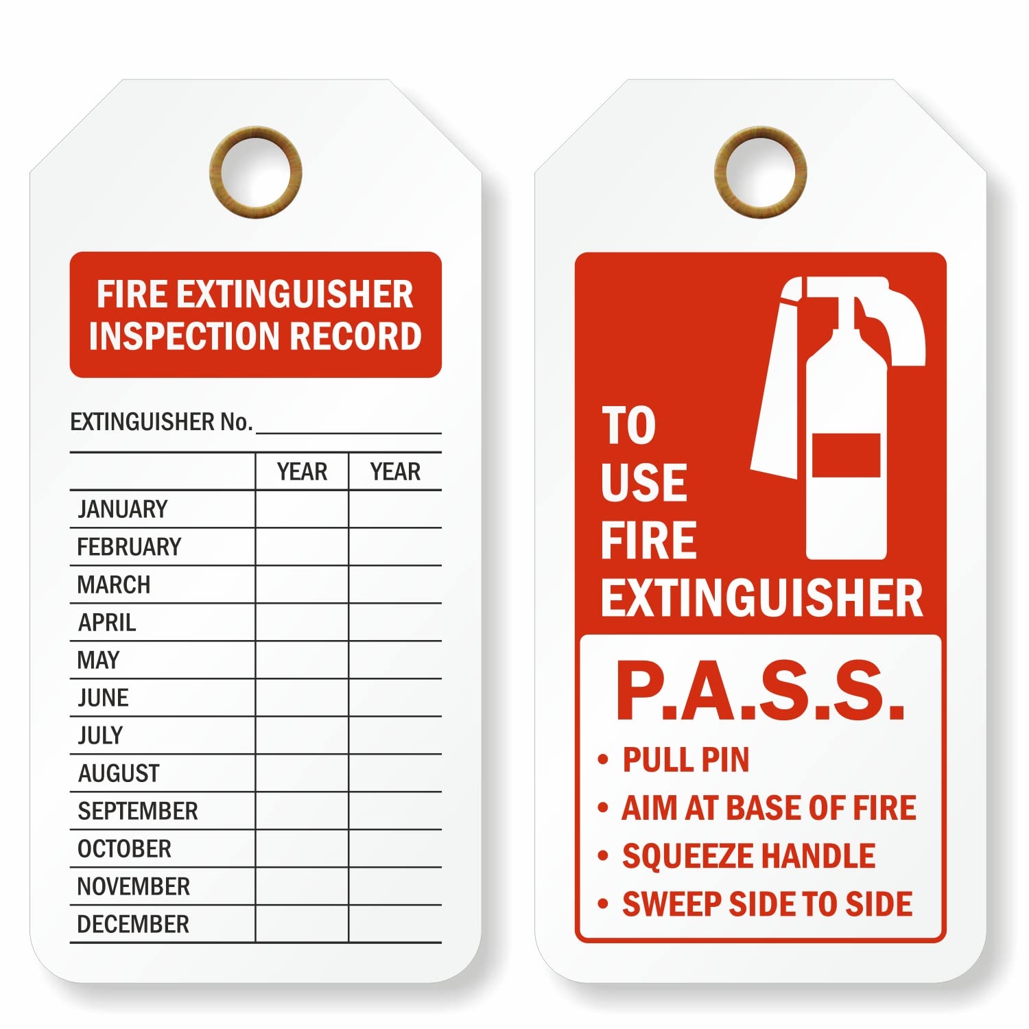 Amazon SmartSign 2 Sided Fire Extinguisher Inspection Record 