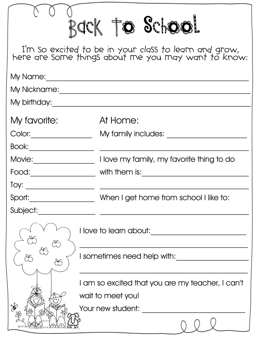 Back To School Information Sheet Weheartfreebies