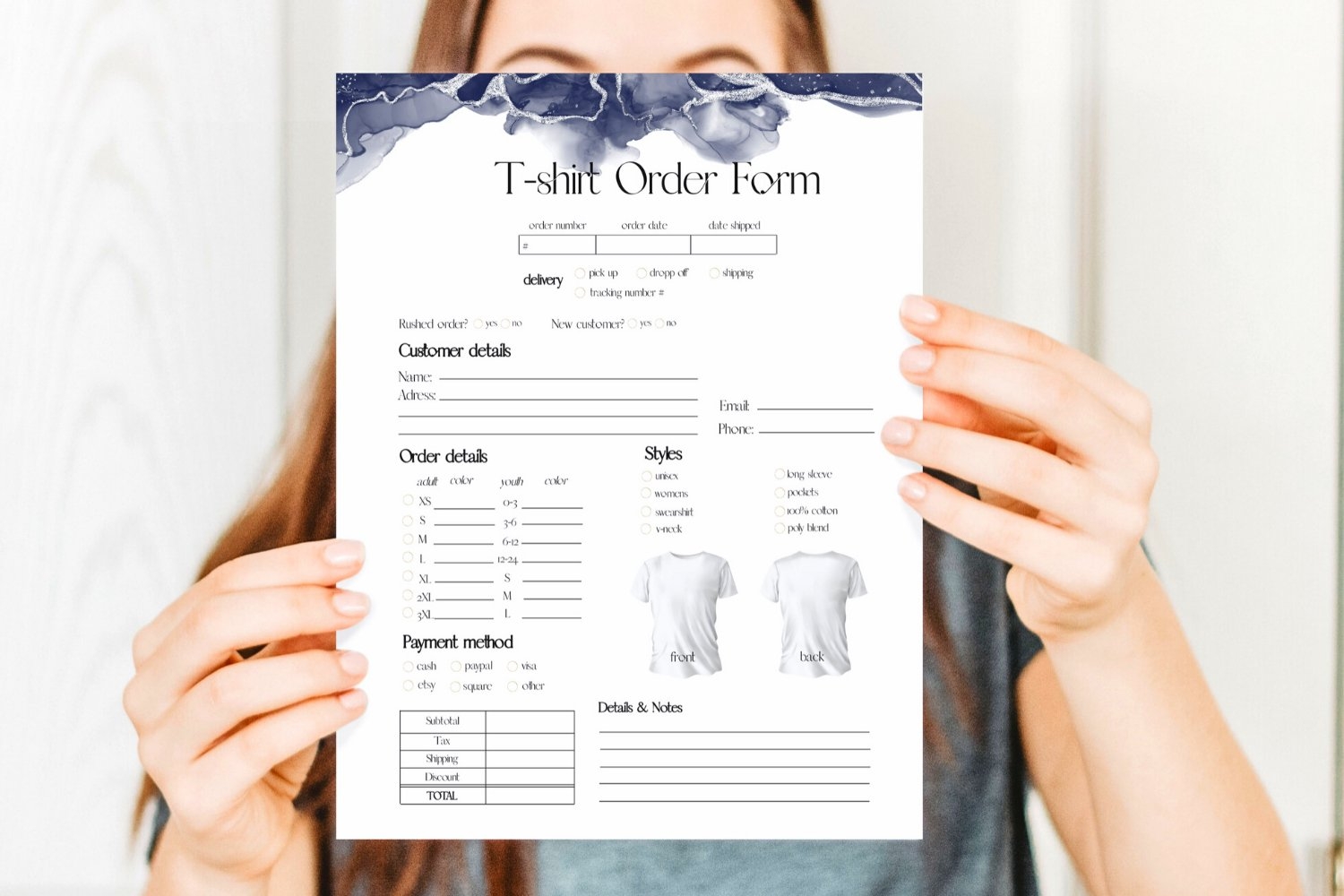 Free Printable Order Forms For T Shirts