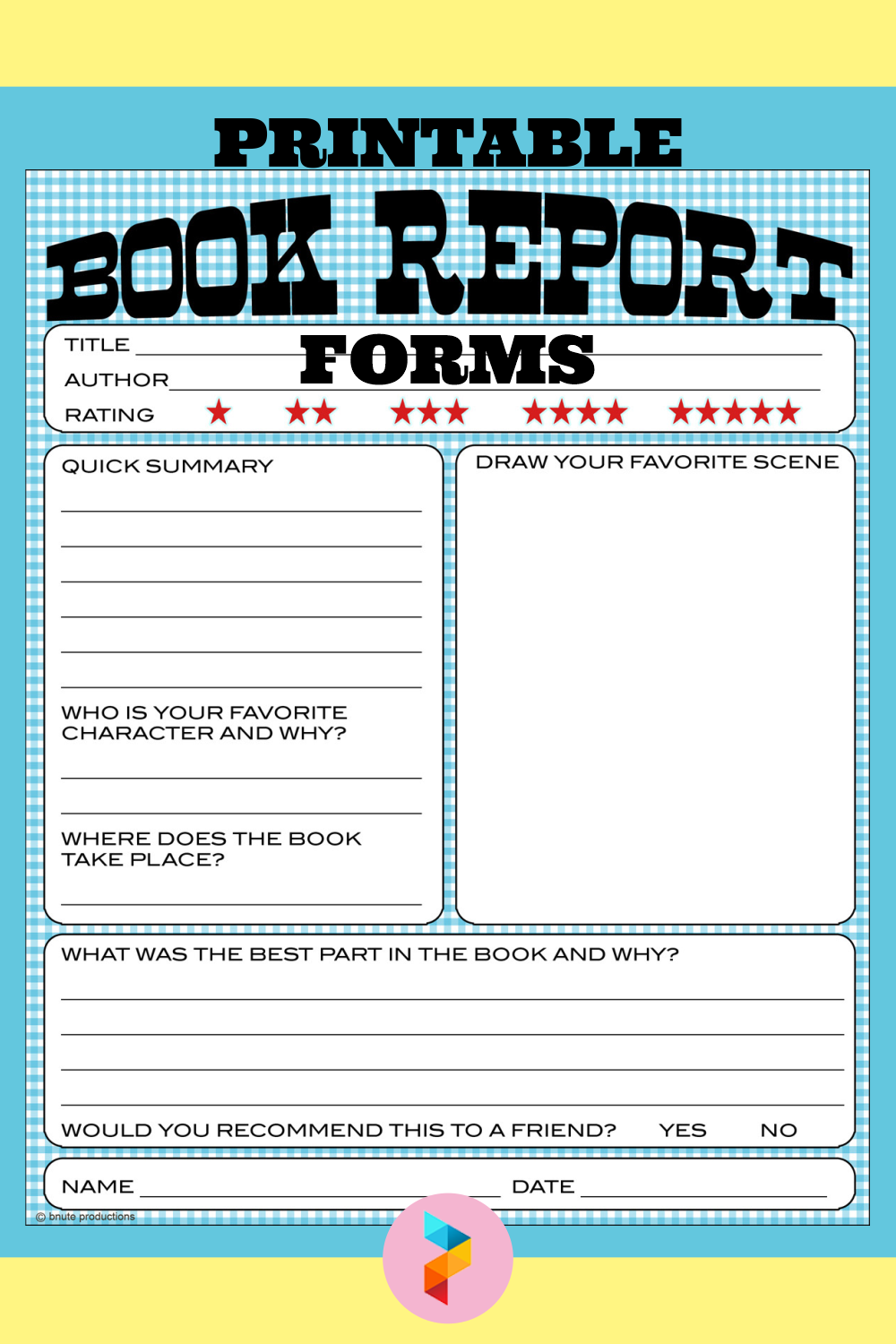 Free Printable Book Report Forms For 5th Grade