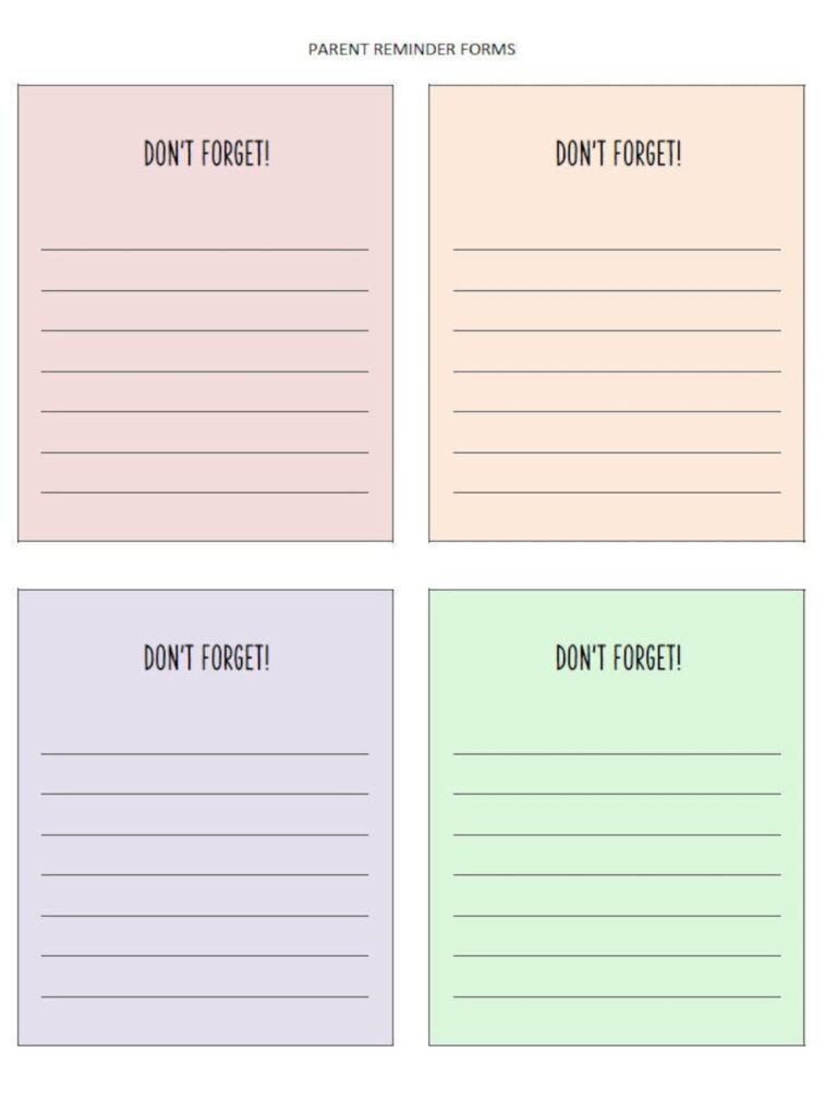 Daycare Parent Reminder Slips Digital Download Etsy