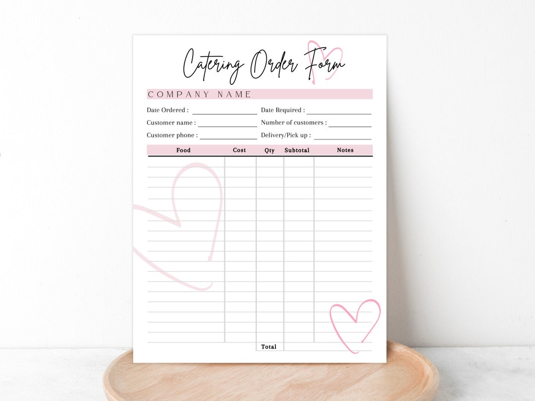 EDITABLE CATERING ORDER Form Printable Catering Order Form Template Custom Order Form For Catering Business Food Service Order Sheet Etsy