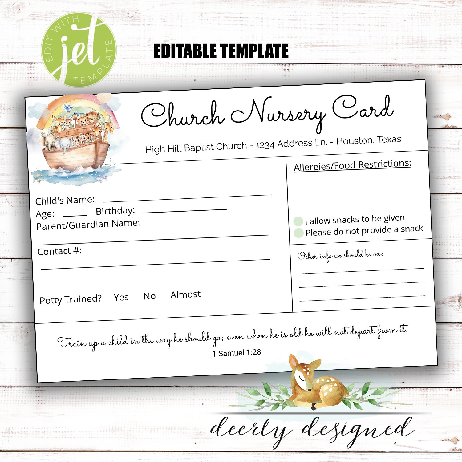EDITABLE Church Nursery New Visitor Card Children s Church All Text Lines Sections Are Editable New Visitor Card Church Printable Etsy Norway