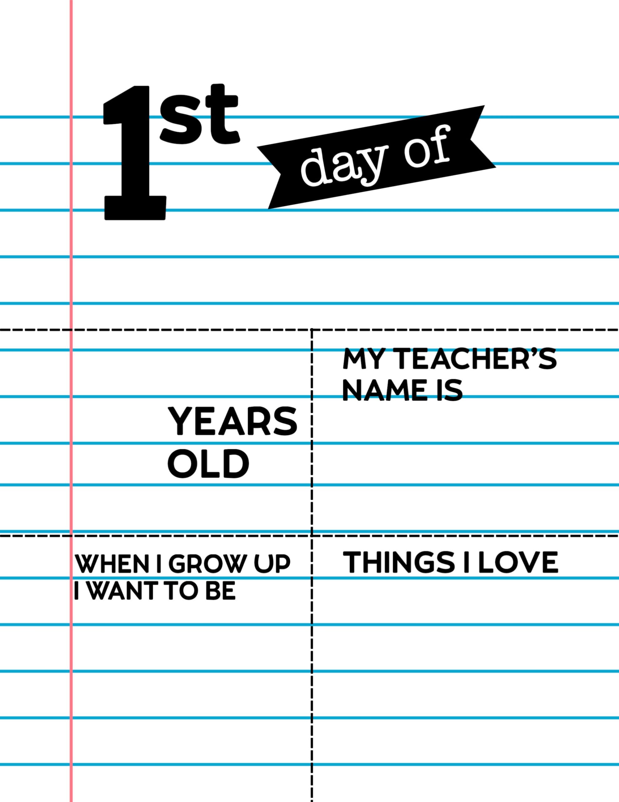 Editable First Day Of School Signs Notebook Paper Paper Trail 
