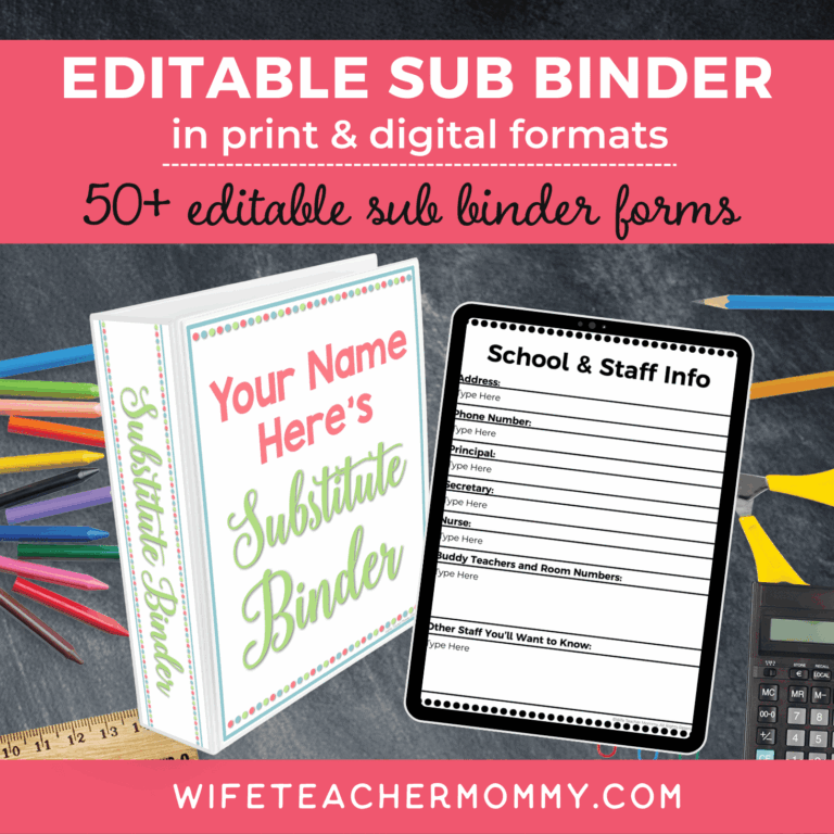 Editable Substitute Binder Sub Binder PRINT GOOGLE BUNDLE Educate U0026 Rejuvenate
