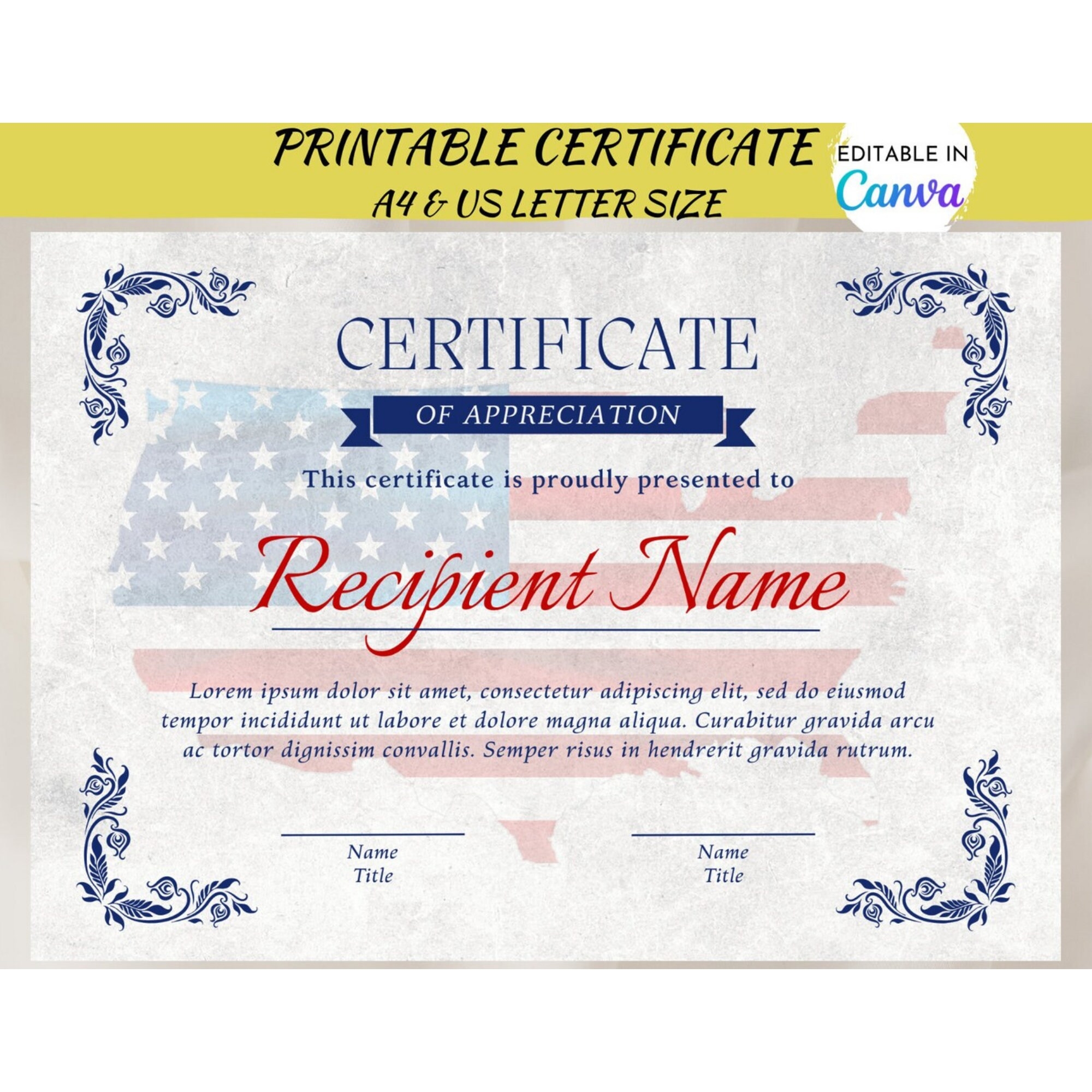 Editable USA Veteran s Certificate Of Achievement Patriot Day 