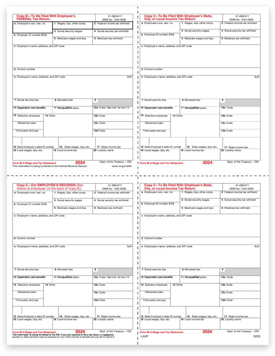 Employer W2 Tax Forms Copies 1 U0026 D 4up V1 DiscountTaxForms