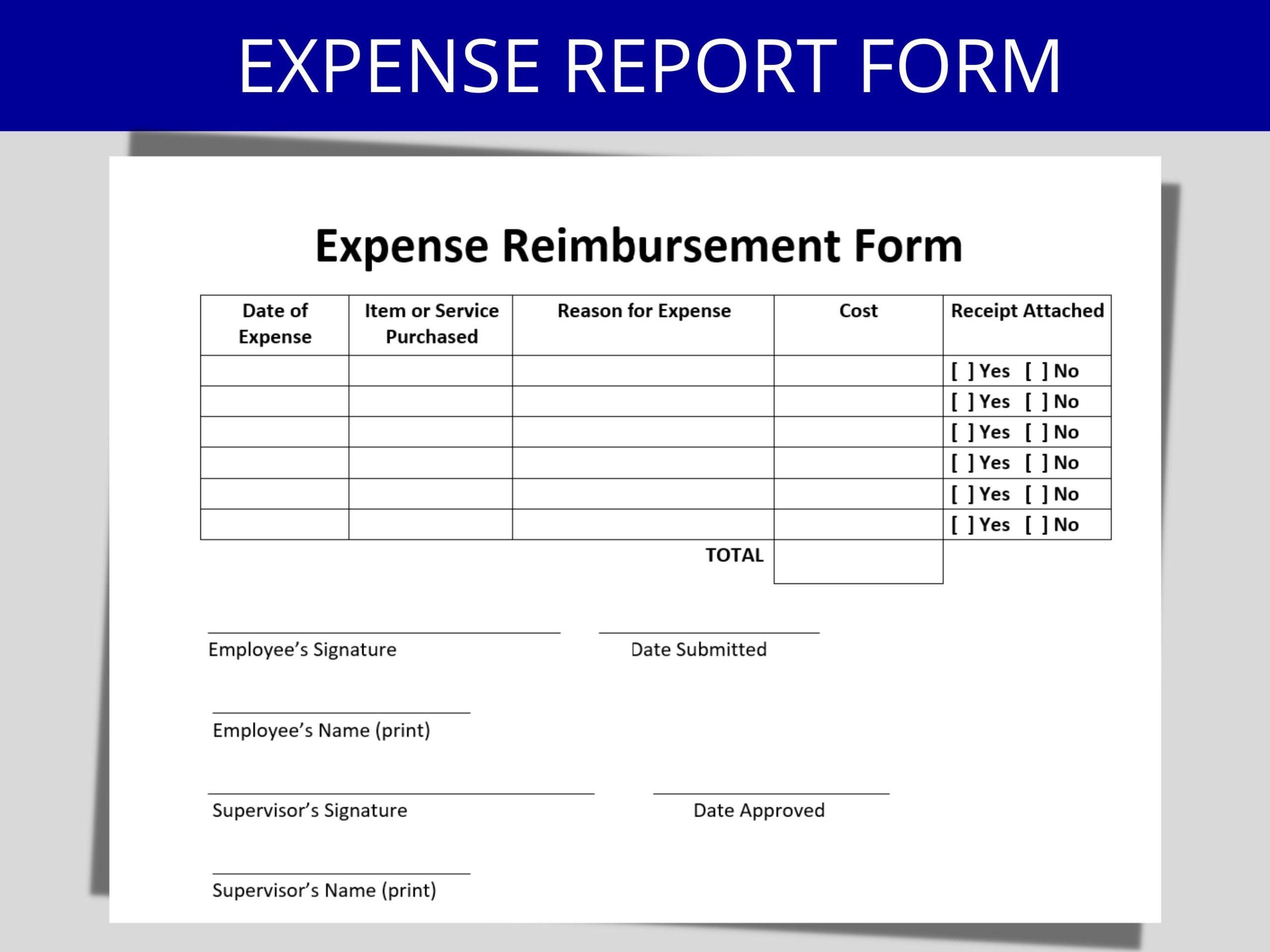 Expense Report Form Employee Reimbursement Expenses Editable Printable Template Travel Expense Simplistic HR Templates U0026 Forms Etsy