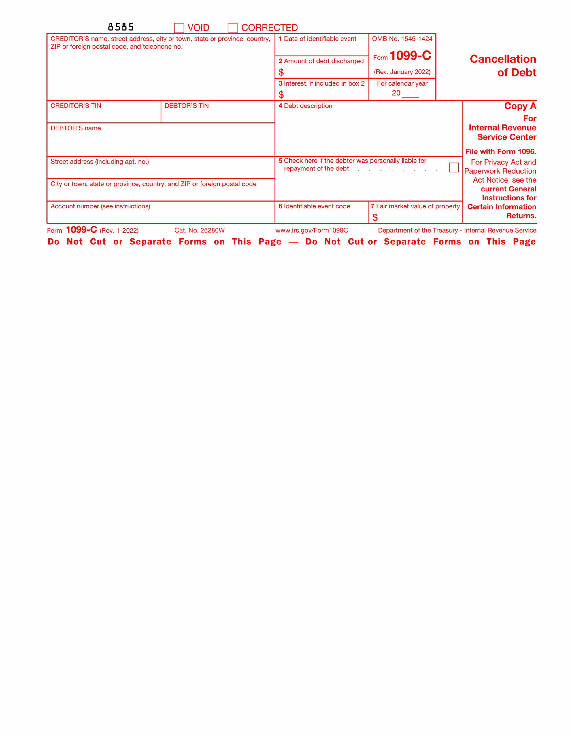 1099 Form Free Printable 2025